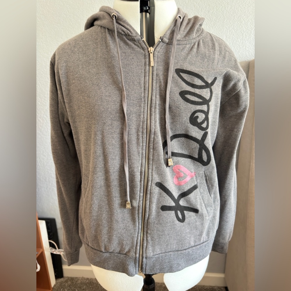 Kardashian Kollection Gray ZipUp Hoodie